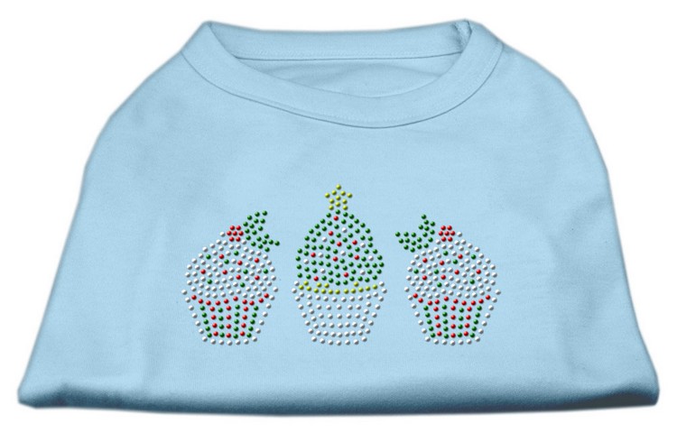 Christmas Cupcakes Rhinestone Shirt Baby Blue XL